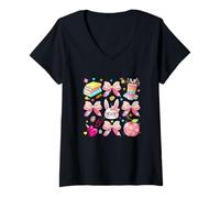 Damen Easter Eggs Bunnies Bow Tie School Counselor Tool Collection T-Shirt mit V-Ausschnitt