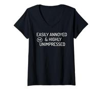 Damen Easy Annoyed Curmudgeon Day T-Shirt mit V-Ausschnitt