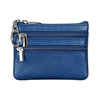 Damen Echtleder Münzbörsen Mini,Klein Geldbörse Münzegeldbörse mit Schlüsselanhänger, Königsblau