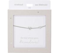 Damen Edelstahl Armband mit Herz-Anhaenger, 15-20cm Verstellbar-V Silber