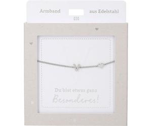 Damen Edelstahl Armband mit Herz-Anhaenger, 15-20cm Verstellbar-V Silber
