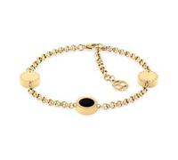 Damen Edelstahlarmband mit Onyx, IP Gold, gravierbar