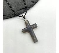 Damen Edelsteine Ketten Rundes Kruzifix Grauer Achat Natursteinkette Zierliche Yoga Chakren Kristall Edelstein Anhänger Halskette Valentinsgeschenk Schmuck Für Männer Und Frauen