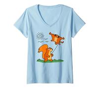 Damen Eichhörnchen Fliegende Eichhörnchen Drachen Lustige Tier Cartoon Kunst T-Shirt mit V-Ausschnitt