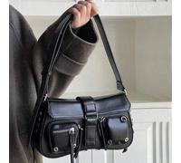 Damen einfarbige 2025 neue Umhängetasche, einfarbig, große Kapazität, Multi-Taschen, Grunge Y2K Umhängetasche, Hippie Mode Umhängetasche, geeignet für