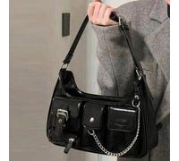 Damen einfarbige 2025 neue Umhängetasche, einfarbig, große Kapazität, Multi-Taschen, Grunge Y2K Umhängetasche, Hippie Mode Umhängetasche, geeignet für