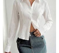 Damen Einfarbige Knopfleisten Taille Raffung Elegante Business-Casual Pendler Büro Weihnachten Herbst/Winter Langarm Bluse