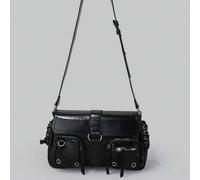 Damen einfarbige neue Umhängetasche, einfarbige Tasche mit großer Kapazität und Mehrfachtaschen, Y2K Grunge Unterarmtasche, Hippie Mode Umhängetasche,