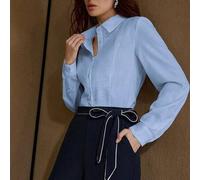 Damen Einfarbige Plissee Elegante Pendler Vielseitige Bluse, Frühling/Herbst