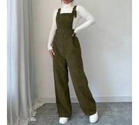 Damen einfarbiger ärmelloser Jumpsuit mit dicken Trägern aus Cord, Herbst/Winter
