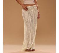 Damen Einfarbiger Hohldesign Extra Langer Modischer Strickrock