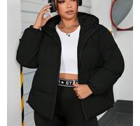 Damen Einfarbiger Kapuzen Steppmantel in Große Größen