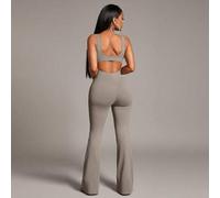 Damen einfarbiger rückenffreier Ärmelloser enger Jumpsuit