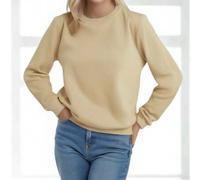 Damen Einfarbiger Rundhals Langarm Lässig Pullover Hoodie, in mehreren Farben erhältlich, bequem zum Layering im Frühling, Herbst & Winter