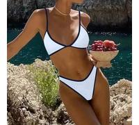 Damen einfarbiger schwarz-weißer Badeanzug mit sexy Lässig Holiday Bikini