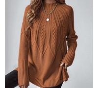 Damen einfarbiger strukturierter Rollkragenpullover mit Langarm