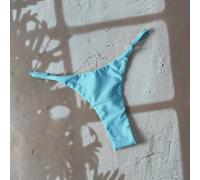 Damen einfarbiger Tanga Bikini Slip, minimalistisches Design, Sommer hellblauer Badeanzug, Aqua Bikini, hellblauer Bikini, hellblaue Badebekleidung, h