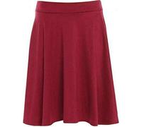 Damen einfarbiger weicher Stretch-Rock mit elastischem Bund, knielang, vollständig ausgestellter Swing-Skater-Midirock, rot, 52-54