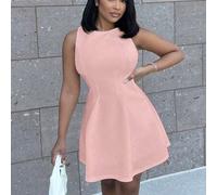 Damen einfarbiges A-Linien-Kleid mit ärmellos und taillierter Taille, elegant, geeignet für Herbst, pastellfarbene Kleider für Damen, Business-Casual
