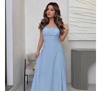 Damen Einfarbiges Cami-Kleid mit gekreuzten Trägern, Pastellfarbene Kleider für Damen Elegant