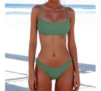 Damen einfarbiges sexy Bikini Badeanzug Set, Sommer Strandurlaub