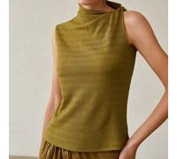Damen Einfarbiges strukturiertes Tanktop mit Knotendetail