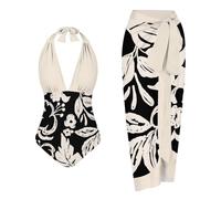 Damen Einteiler Monokini Badeanzug Damen Sexy Einteiler mit Bedruckt Badeanzug Langer Rock Set Bikini Set Mode Boho Badeanzüge Strandurlaub Schwimmanzug mit Strandrock Bikini Damen Set 2 Teilig