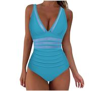 Damen Einteiliger Badeanzug Aus Mesh Bikini Mit Brustpolstern Und Ohne Bügel, Badeanzug Bauchweg, Bademode Shape, Schwimmanzug Sport, Swimsuits Elegant, Sale Angebote Monokini Sonnendurchlässiger