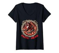 Damen EL Chupacabra Faith-Kopf Mythische Kreatur T-Shirt mit V-Ausschnitt