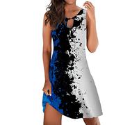 Damen Elegant Cocktailkleid Strandkleid A-Linie Freizeitkleid,Maxi Abendkleider Kurzarm,Damen Abendkleider Midi,Sommerkleider Halbarm,Satinkleid Rot,Geburtstagskleider,Kleid Blumenprint