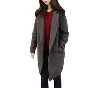 Damen Elegant Faux Wollmantel Wolljacke Dufflecoat Parka Schöner Winter Trenchcoat Langarm Outwear M Grau