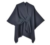 Damen Elegant Poncho Strick Capes Vorne Öffnen Vielseitige Schalwickel Mit Lasche Kaschmir Lang Schal Warm Gestrickter Mantel Schnürung Umhang Übergröße Stola Bolero Cardigan Schwarz Beige Rot Xxl 3xl