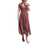 Damen Elegant Spitzenkleid Abendkleid Cocktailkeid Sommerkleid Swing Kleid A Linie V Ausschnitt Festlich Knielang Schwarz Weinrot Weiß S-XXL