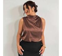 Damen elegante Mode Pendler Büro Alltag Urlaub Musik Festival asymmetrische plissierte apricotfarbene Bluse, Frühlings-/Sommer-Oberteil Bluse für Frau