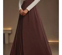 Damen eleganter plissierter langer Rock aus gewebtem, nicht-dehnbarem Stoff, eleganter Partystil für den Frühling