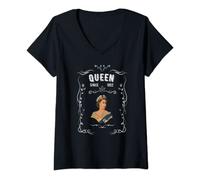 Damen Elizabeth II Queen Legend Britische Krone Platin Jubil T-Shirt mit V-Ausschnitt
