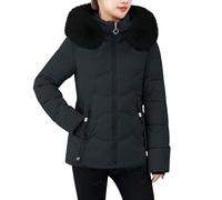 Damen ellensteyn Jacke Women's Winter Coats Quilted Puffer Jacket Slim Fit Warm Hooded Long Sleeve Outerwear with Pockets Warm Winter Coat Mantel Damen Rot (Black, XXL)