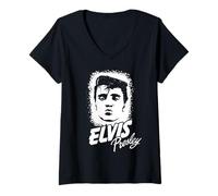 Damen Elvis Presley Official Kissy Face T-Shirt mit V-Ausschnitt