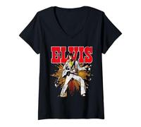 Damen Elvis Presley Official Retro T-Shirt mit V-Ausschnitt