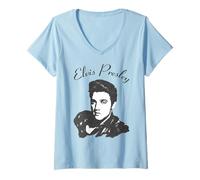 Damen Elvis Presley Official Script T-Shirt mit V-Ausschnitt