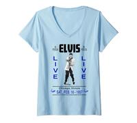 Damen Elvis Presley Offizielles Chicago Konzert von 1957 T-Shirt mit V-Ausschnitt