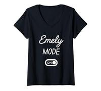 Damen Emely-Modus: EIN Name T-Shirt mit V-Ausschnitt