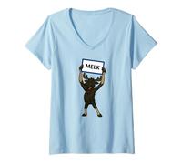 Damen Emil war Hier! Berge Wald Abenteuer Elch mit Melk Ortschild T-Shirt mit V-Ausschnitt