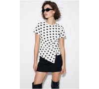 Damen Eng anliegendes Polka Dots Rundhals T-Shirt M