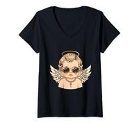 Damen Engel Baby T-Shirt mit V-Ausschnitt