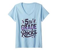 Damen Epic 5TH Grade Rocks DIY-Backset für Musiklehrer am ersten Tag T-Shirt mit V-Ausschnitt