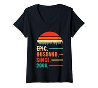 Damen Epic Husband Since 2006 20 Years 20th Wedding Anniversary T-Shirt mit V-Ausschnitt