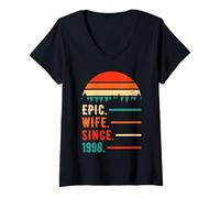 Damen Epic Wife Since 1998 28 Years Women 28th Wedding Anniversary T-Shirt mit V-Ausschnitt