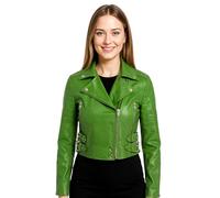 Damen Ernte Kurz Körper Gothic Top Schicke Biker Echtlederjacke