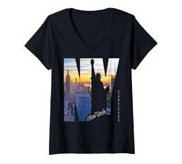 Damen ESB Empire State New York City NYC USA Top Rock NY_ T-Shirt mit V-Ausschnitt